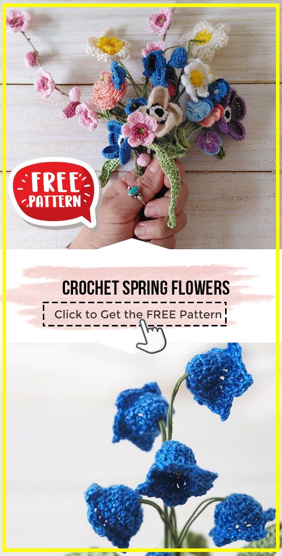 crochet spring flowers with free pattern and instructions to make them look like they are floating in the water