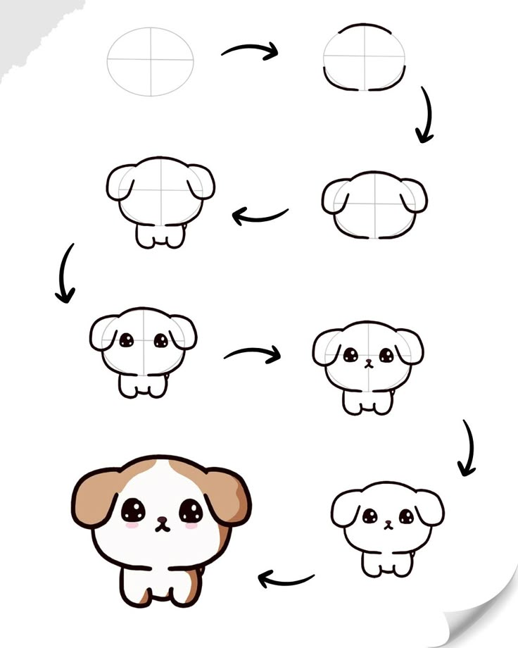 how to draw a cartoon dog step by step drawing instructions for kids and beginners