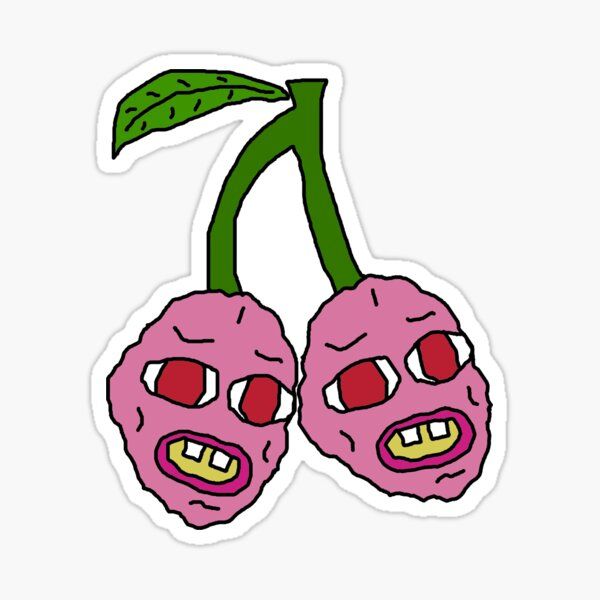 two pink berries with green leaves sticker