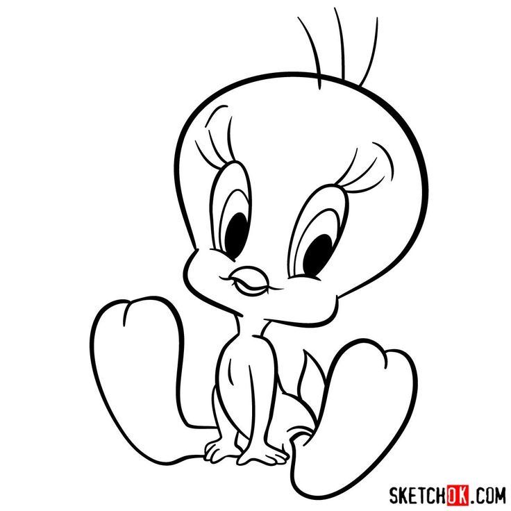 the cute little bird with big eyes sitting down and looking at the camera coloring page