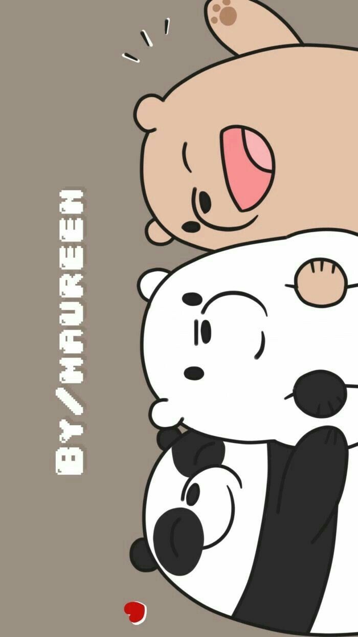 two cartoon panda bears hugging each other