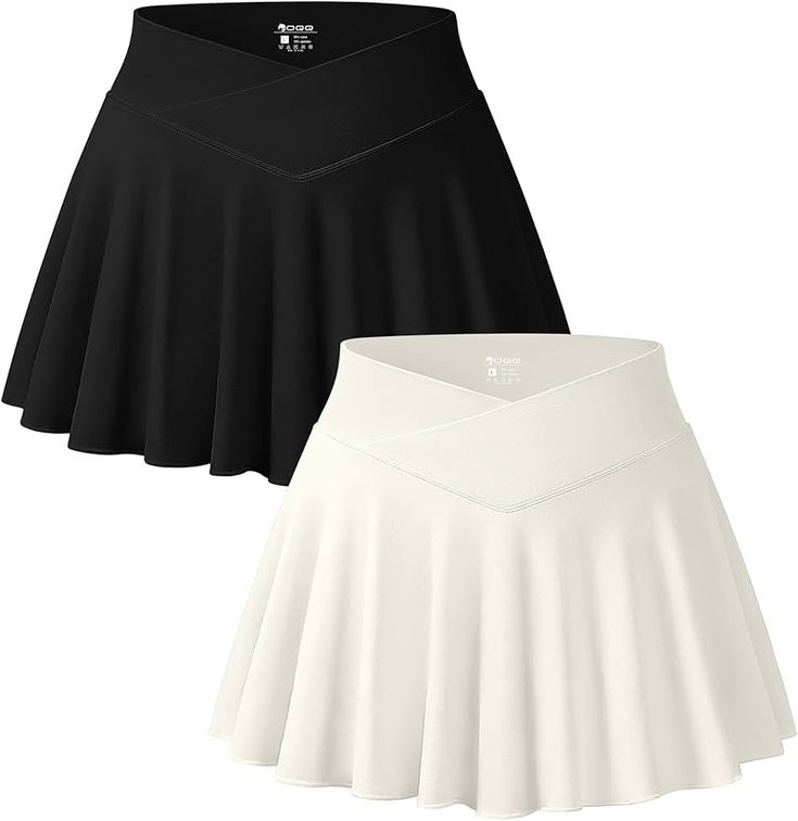 Amazon.com: OQQ Women 2 Piece Mini Skirts 2 in 1 Flowy Sexy Basic Stretchy Cross Over Flared Casual Skirts Black Bege : Clothing, Shoes & Jewelry Basic Black Skirt, Girls Streetwear, Crop Top And Shorts, Gym Wear, Black Skirt, Fashion Sewing, Spring Outfit