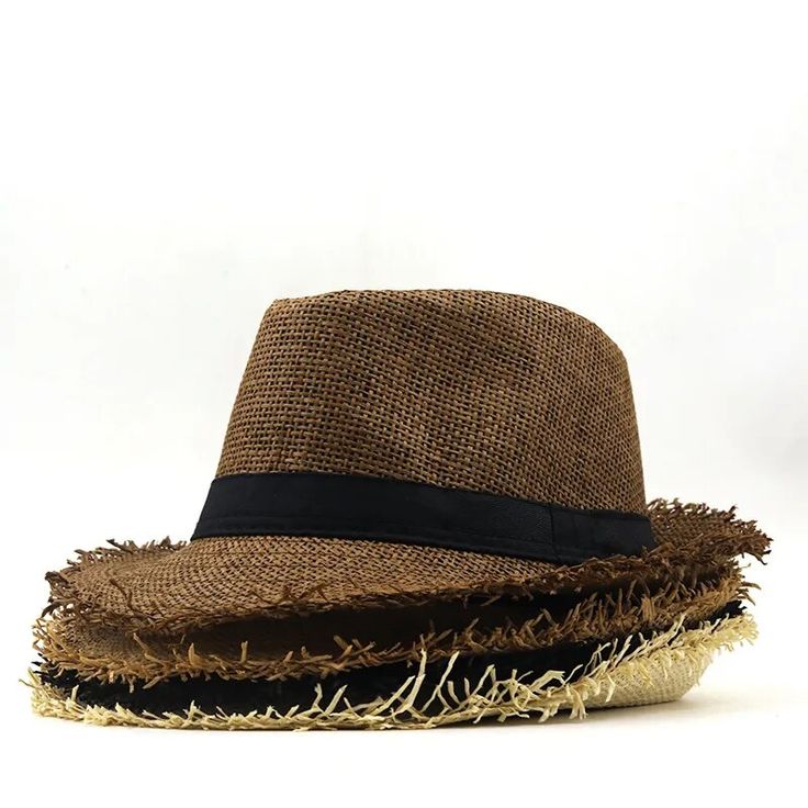 EFFENTII Luffy Beach Trilby Fedora Straw Hat for Men Brown Vacation Hat For Outdoor, Brown Sun Hat For Outdoor Vacation, Brown Vacation Sun Hat For Outdoors, Brown Vacation Sun Hat For Outdoor, Brown Outdoor Hat For Vacation, Brown Summer Hat With Upf 50+, Brown Summer Panama Hat For Outdoor, Brown Straw Hat With Short Brim For Warm Weather, Brown Fedora Panama Hat For Warm Weather