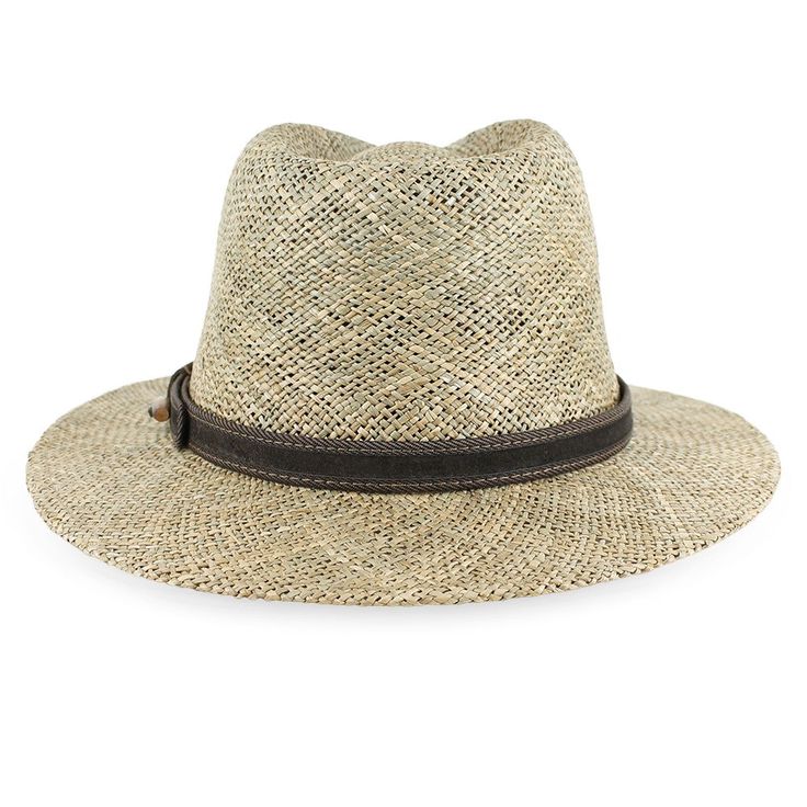 This stylish safari hat will display your confidence and adventurous spirit. Designed by Sorbatti Hats of Italy, the Belfry Tito is a casual style made of natural sea grass straw that has an open weave for cool, comfortable air flow. Sea grass is rarely bleached, so the natural colors show through and are complemented by the leather hat band. Is your size unavailable? Try the Dunraven from Stetson! FEATURESStyle: SafariMaterial: Natural Sea GrassDimensions: 4" Crown, 2 1/2" BrimBand: Leather Pork Pie Hat, Safari Hat, Hat Size Chart, Pork Pie, Leather Hat, Safari Style, Leather Hats, Cloche Hat, Open Weave