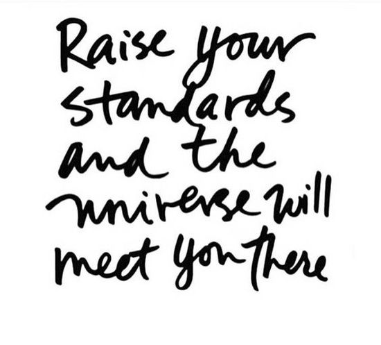 the words raise your standards and the phrase will meet you there on white paper with black ink