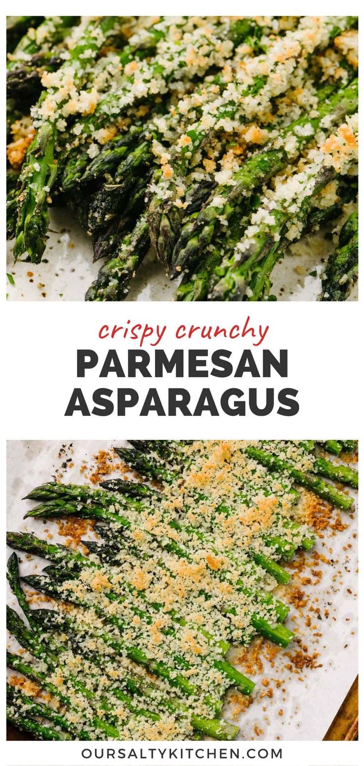 asparagus covered in parmesan cheese and seasoning