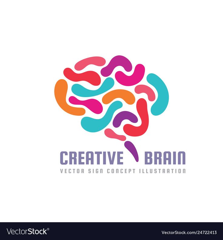 creative brain logo design with colorful shapes