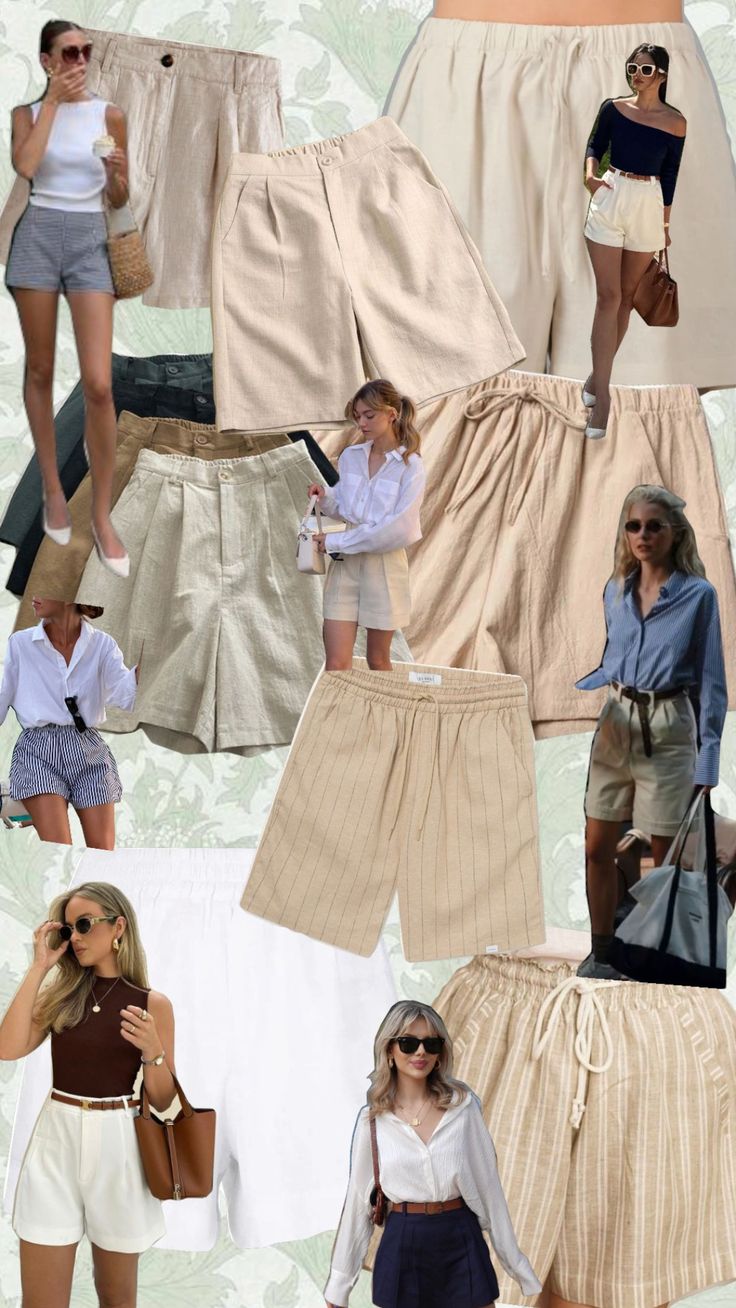 Linen Shorts Outfit Summer, Style Linen Shorts, Linen Shorts Outfit, Shorts Outfit, Linen Shorts, Outfit Summer, Cute Fits, Cream, Pins