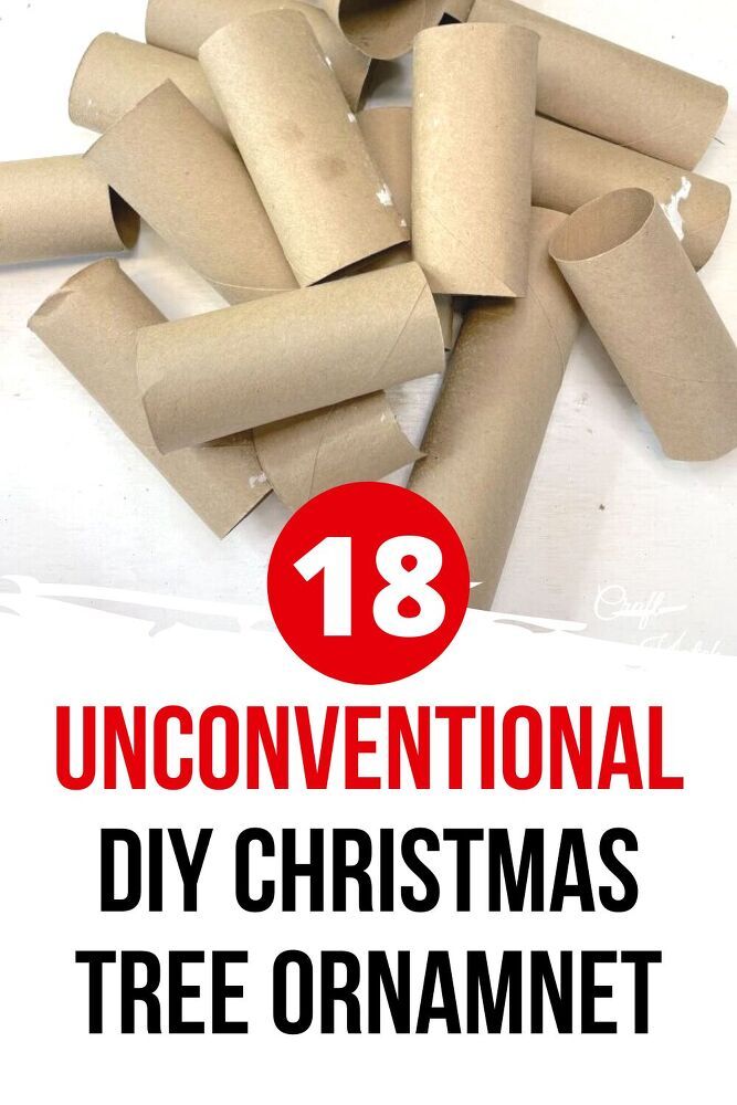 the words unconventional diy christmas tree ornament are shown in red and white