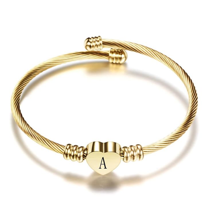 These fashionable stainless steel bangles never go out of style! They are the prefect gift or addition to your collection. Diameter: 2.5 in (6.3 cm)Weight: 0.5 oz (13 g) Alphabet Charms, Initial Charm Bracelet, Bracelet Initial, The Bangles, Bracelet Couple, Letter Bracelet, Cuff Jewelry, Cuff Bangle Bracelet, Initial Bracelet