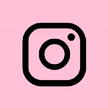 a black and white instagram icon on a pink background