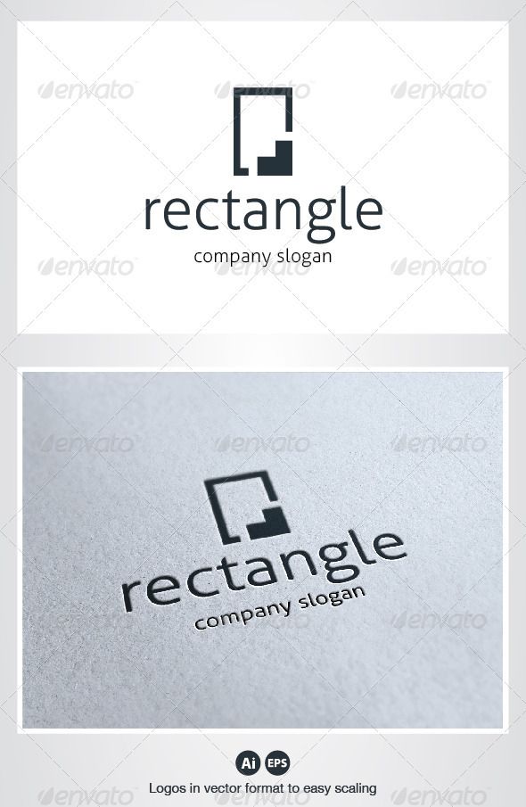 the rectangle logo is shown in three different colors and sizes, including one that has been