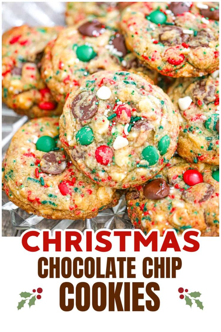 christmas chocolate chip cookies with sprinkles and candy