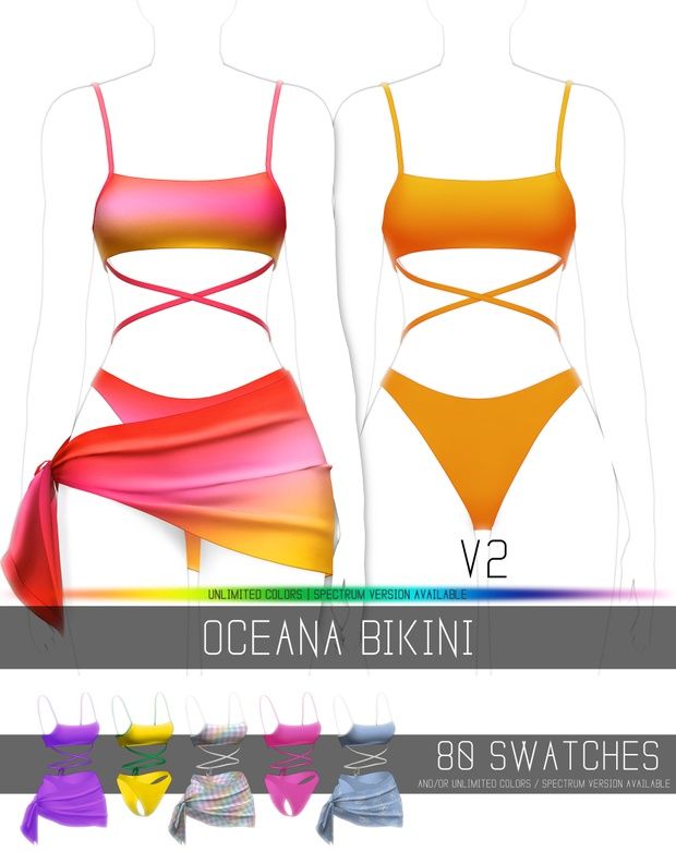 two different types of swimsuits with the same color and size for each one