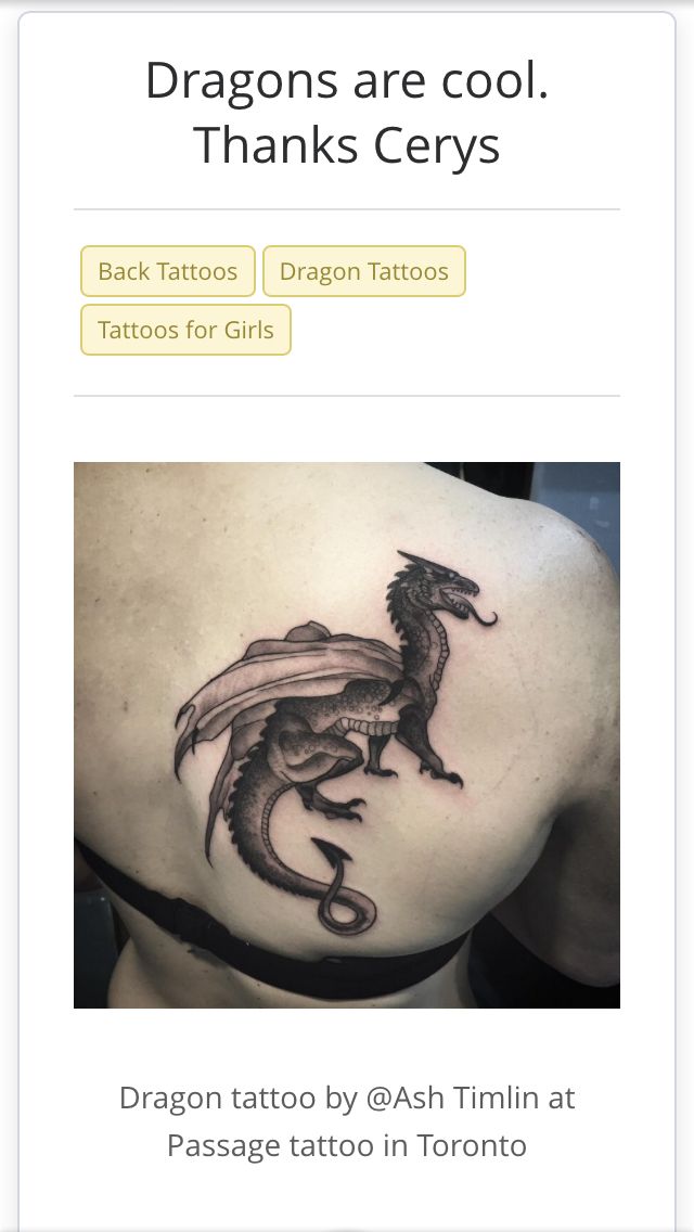 the back of a woman's stomach with tattoos on it and an image of a dragon