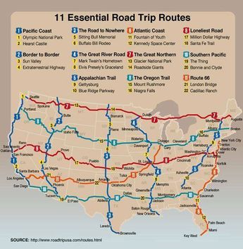 a map of the interstate road trip route