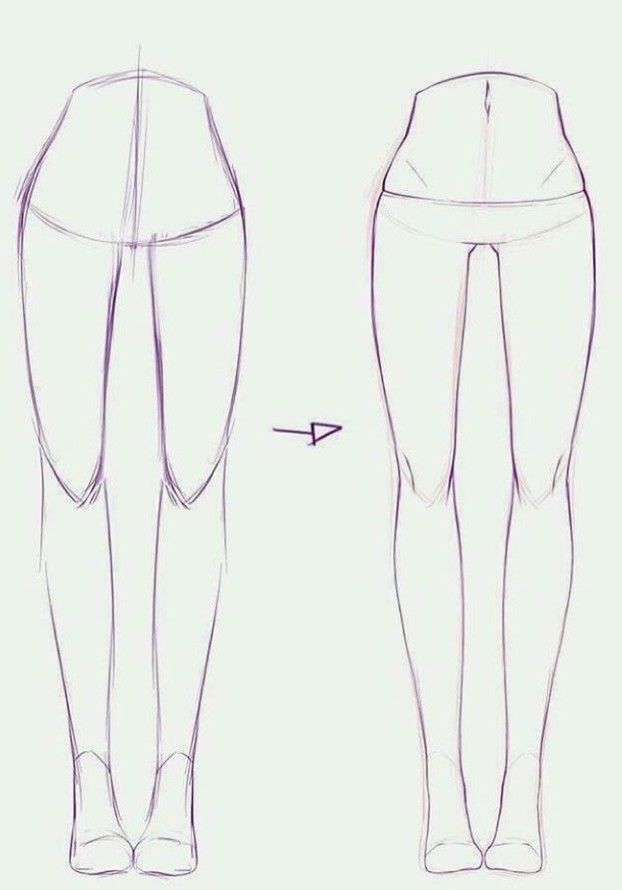 a drawing of the bottom and side view of a woman's pants