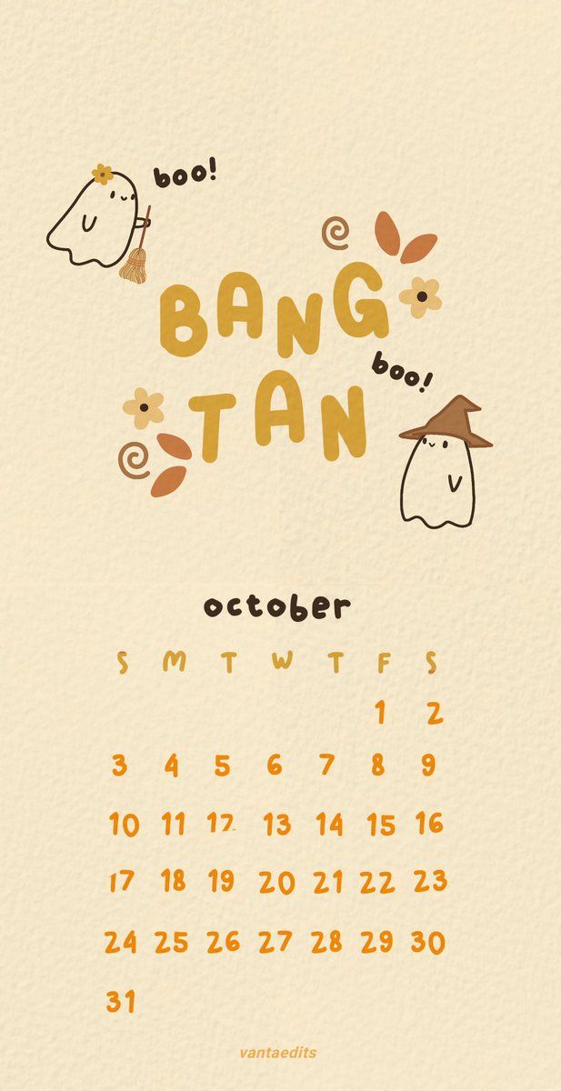 a calendar with the words bang tan on it