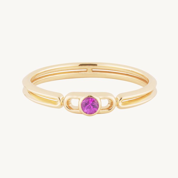 A pink sapphire oracle at the center of a gold universe. Stacks beautifully, also so good on its own. Part of our Catbird Jewelers Capsule — meet our current and former studio jewelers, now selling their own lines at Catbird! Designed just for us (for you!), available exclusively at Catbird. Yellow Gold Pink Sapphire Gemstone Ring, Luxury Gold Ring With Pink Sapphire, Gold Jewelry With Round Cut Pink Sapphire, Pink Gold Sapphire Ring With Round Pink Sapphire, Gold Pink Sapphire Round Ring, Gold Pink Sapphire Ring In Round Cut, Gold Pink Sapphire Ring With Round Cut, Gold Pink Sapphire Birthstone Ring, Yellow Gold Pink Sapphire Birthstone Ring