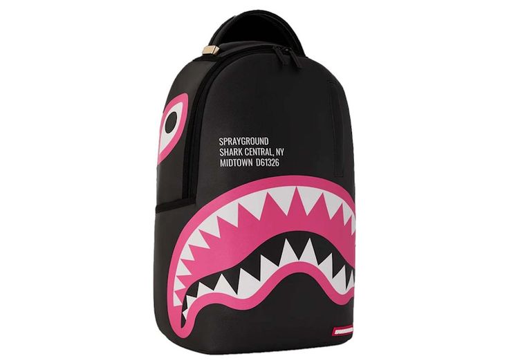 Check out the Sprayground Shark Central Pink DLXSV Backpack Black/Pink available on @StockX Sprygraund Backpack, Sprayground Backpack Pink, Jordan 1 Green, Pretty Lifestyle, Sprayground Backpack, Girly Backpacks, Pretty Backpacks, Shark Backpack, Spray Ground