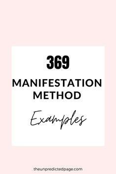 the text reads,'360 manifestation method examples'in black on a pink background