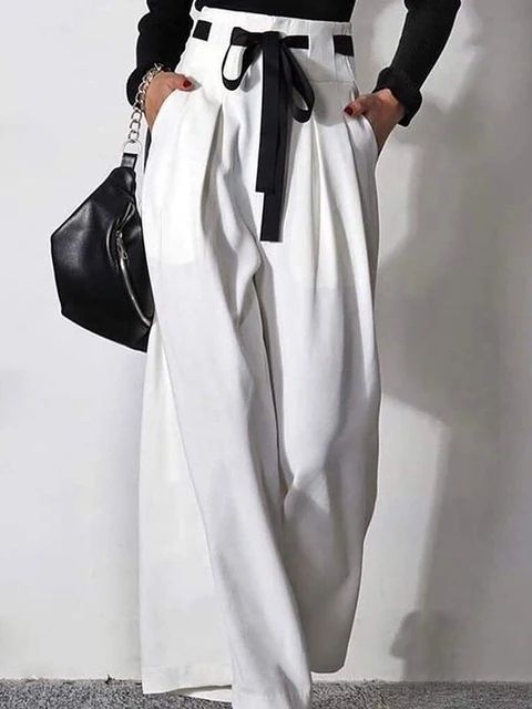 Drawstring Pleated Wide Leg Pants  Product DescriptionMaterial : 100%CottonStyle : Loose,Wide Leg,High WaistedFeature : Drawstring,PleatedOccasion : Casual,Urban,Original CreationSeasons : Spring,Summer,AutumnType : Pants,TrousersColor : WHITESize : S,M,L,XLPlease consult the size chart we provide for this item's measurements to help you decide which size to buy.Please note: There may be 1-3cm differ due to manual measurement. Pleated Wide Leg Pants, Wardrobe Style, Work Outfit, Leg Pants, Wide Leg Pants, Fashion Beauty, Shopping Outfit, Wide Leg, Size Chart