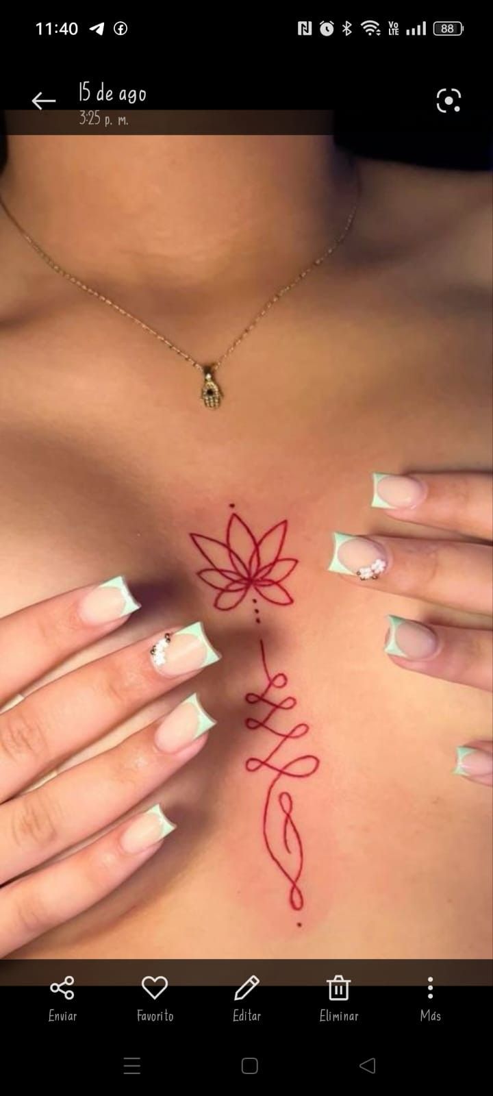 a woman's chest with the word love written on it