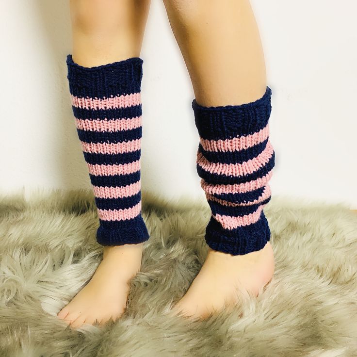 "Striped Leg warmers for kids. Features navy blue and dusty pink stripes. I will gladly make leg warmers in any color combination upon the request.  * Materials used: acrylic yarn  * care: machine washable and dry able  * Length: 12\" fits kids ages 6-9 years.  For 6 year old kid leg warmers will fit longer then for 9 year old. Length will fit different for every age and kids size. * Color: dusty pink and navy blue color stripes ( please choose your color stripes in drop down menu)" Leg Warmers Ballet, Dance Leg Warmers, Striped Leg Warmers, Kids Leg Warmers, Ballet Kids, Knit Leg Warmers, Dance Ballet, Short Legs, Colour Star