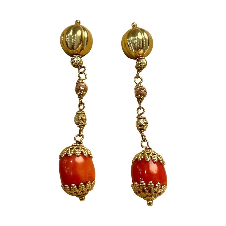 Natural Coral Simple hanging / Dangling Earring in 18 Karat Yellow Gold Coral Natural , Very Red/Tomato color , Very desirable color and quality. Approximately 7MM perfect pair made in 18 Karat yellow gold. Natural coral of this size are hard to find specially in a pair. very precious Earrings. Please look at the all the pictures to get a better idea. I have added pictures from my I phone too just to get a real feel of the piece. 18 karat yellow gold 5.5 gm with stones it has post backs so sits Tomato Color, Red Tomato, Natural Coral, Hanging Earrings, Professional Pictures, I Phone, Gold Studs, Jewellery And Watches, Perfect Pair