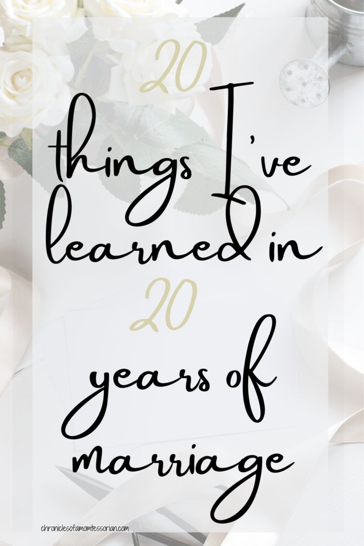 white roses with the words 20 things i've learned in 20 years of marriage