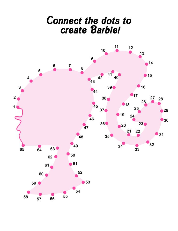 connect the dots to create barbie's hair in this printable activity for kids