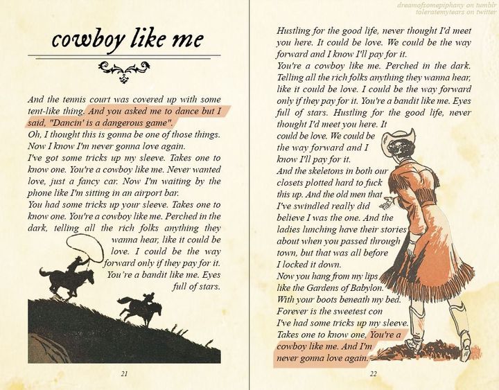 an old book is opened to show the story of cowboy like me