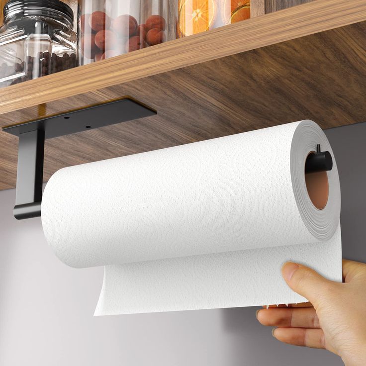 PRICES MAY VARY. MATERIAL - This paper towel holder is made of stainless steel, with matte black finish. It is waterproof, rust-proof and has a long service life. SAVE SPACE - The paper towel holder is perfect for your kitchen, bathroom, garage, RV, etc.. Vertical or horizontal installation can help you save the most space. SIZE - The length of this paper towel holder is 11.2 inches, which is enough to hang paper towel rolls of most sizes. EASY INSTALLATION - Self-adhesive or drilled, you can fr Metal Paper Towel Holder, Kitchen Towel Rack, Cabinet Cabinet, Aluminium Kitchen, Kitchen Roll Holder, Paper Roll Holders, Kitchen Paper, Black Towels, Silver Paper