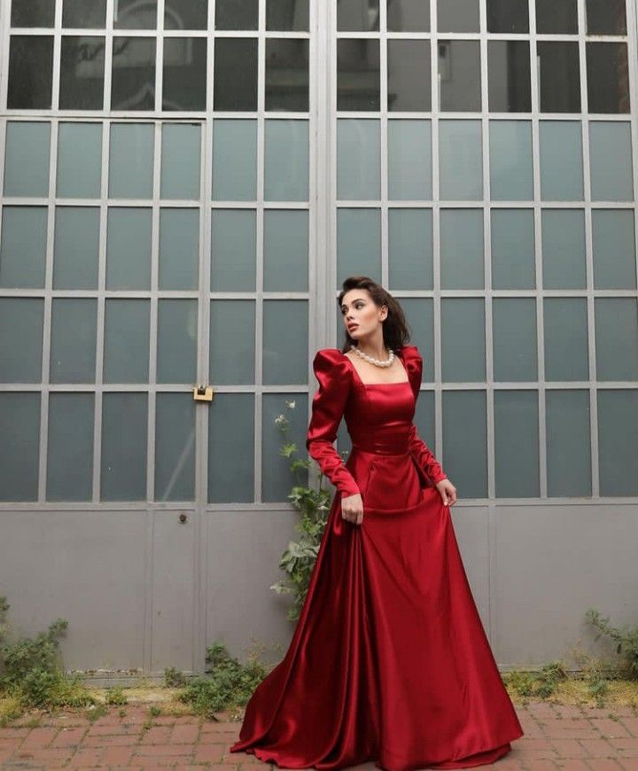 Light Weight Dresses, Red Satin Dress Full Sleeve, Red Formal Dress Long Sleeve, Satin Dresses Formal Long Sleeve, Red Long Gown Classy, Red Gowns Elegant Royal, Long Sleeve Satin Prom Dress, Red Satin Evening Dress, Satin Prom Dress Long Sleeve