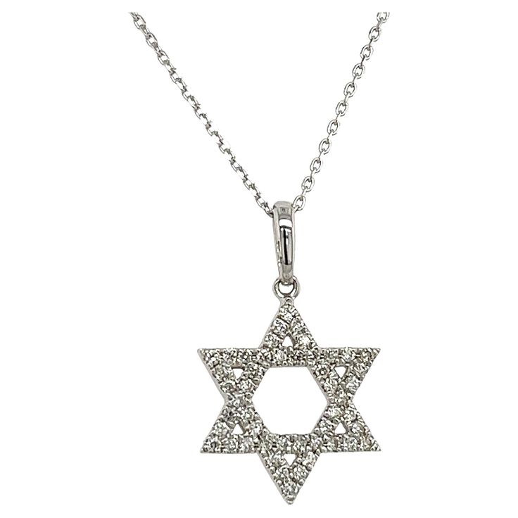 A 9ct White Gold Diamond Star of David Necklace adorned with 0.20ct of diamonds is a beautiful and meaningful piece of jewellery. The combination of white gold and diamonds makes this a luxurious and elegant piece, suitable for both everyday wear and special occasions. The Star of David is a prominent symbol in Jewish culture and religion, representing divine protection. Total Diamond Weight: 0.20ct Diamond Colour: G Diamond Clarity: SI Total Weight Chain: 1.75g Pendant Length: 14mm SMS9239 Jewish Culture, Star David, Diamond Star, Star Of David, Diamond Clarity, White Gold Diamonds, Colored Diamonds, Gold Diamond, Jewelry Necklace Pendant