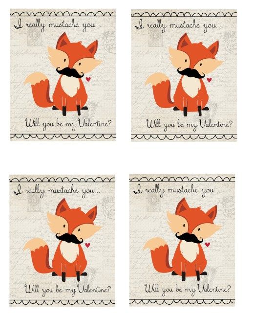 four cards with an image of a fox