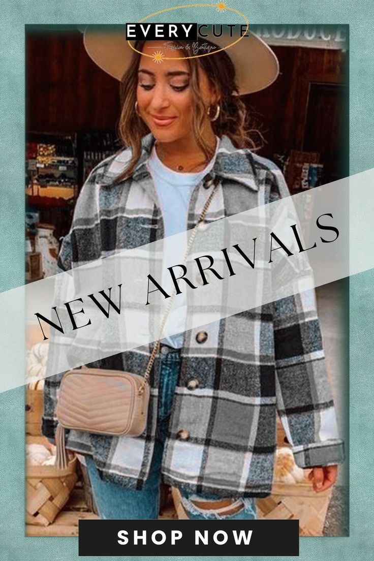 Gray Plaid Print Buttoned Shirt Jacket Buttoned Shirt, Gray Plaid, Plaid Print, Button Shirt, Shirt Jacket, Winter Jackets, Fall Winter, Plaid, Grey