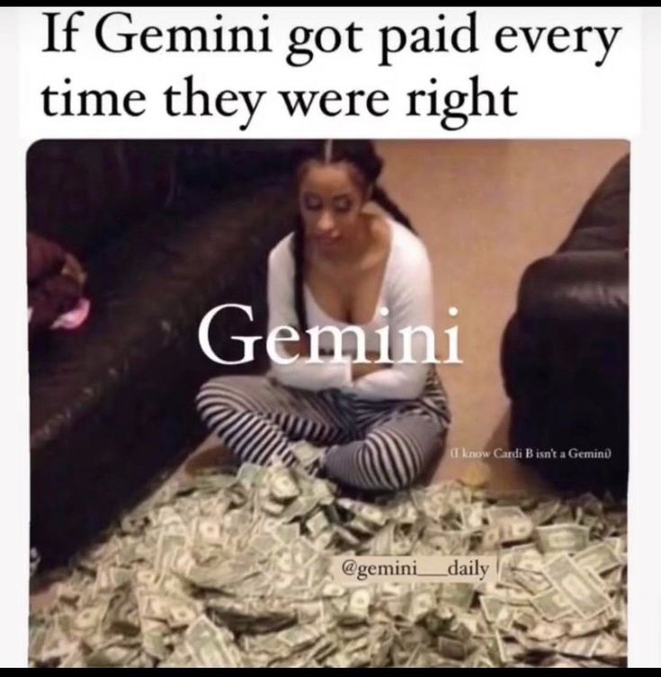 a woman sitting on top of a pile of money next to a couch with the caption genni got paid every time they were right