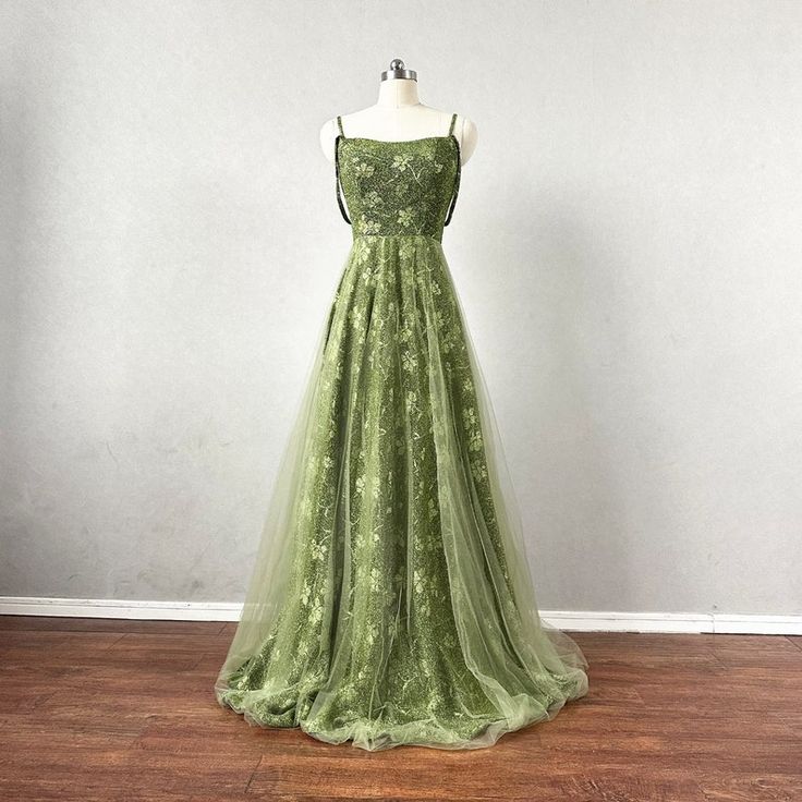 Green Floral Prom Dress, Prom Dress Corset Back, Olive Green Formal Dress, Light Green Prom Dress, Prom Dress Corset, Moh Dress, Dress Corset Back, Tulle Overlay Skirt, Floral Prom Dress