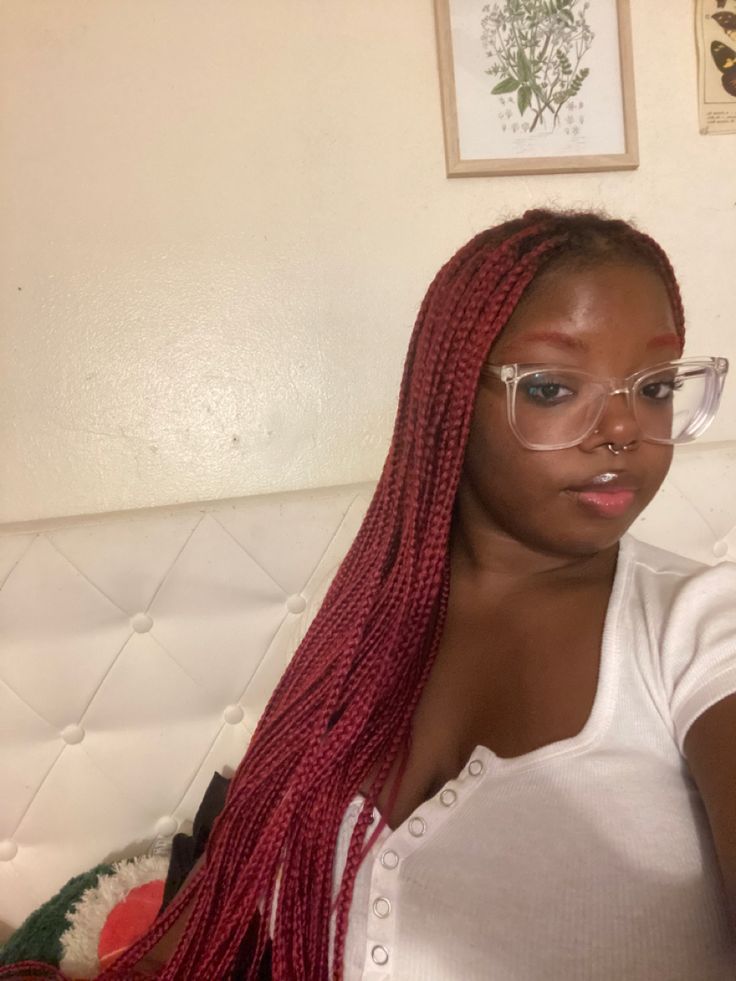 Burgundy Braids On Dark Skin, Short Burgundy Box Braids, Box Braids Hairstyles Burgundy, Burgundy Box Braids Medium, Burgundy Knotless Braids, 1b/burgundy Braids, Burgundy Box Braids, Faux Locks, Locs Hairstyles