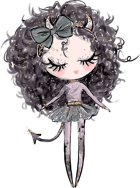 a drawing of a girl with long black hair and a bow on her head, wearing a