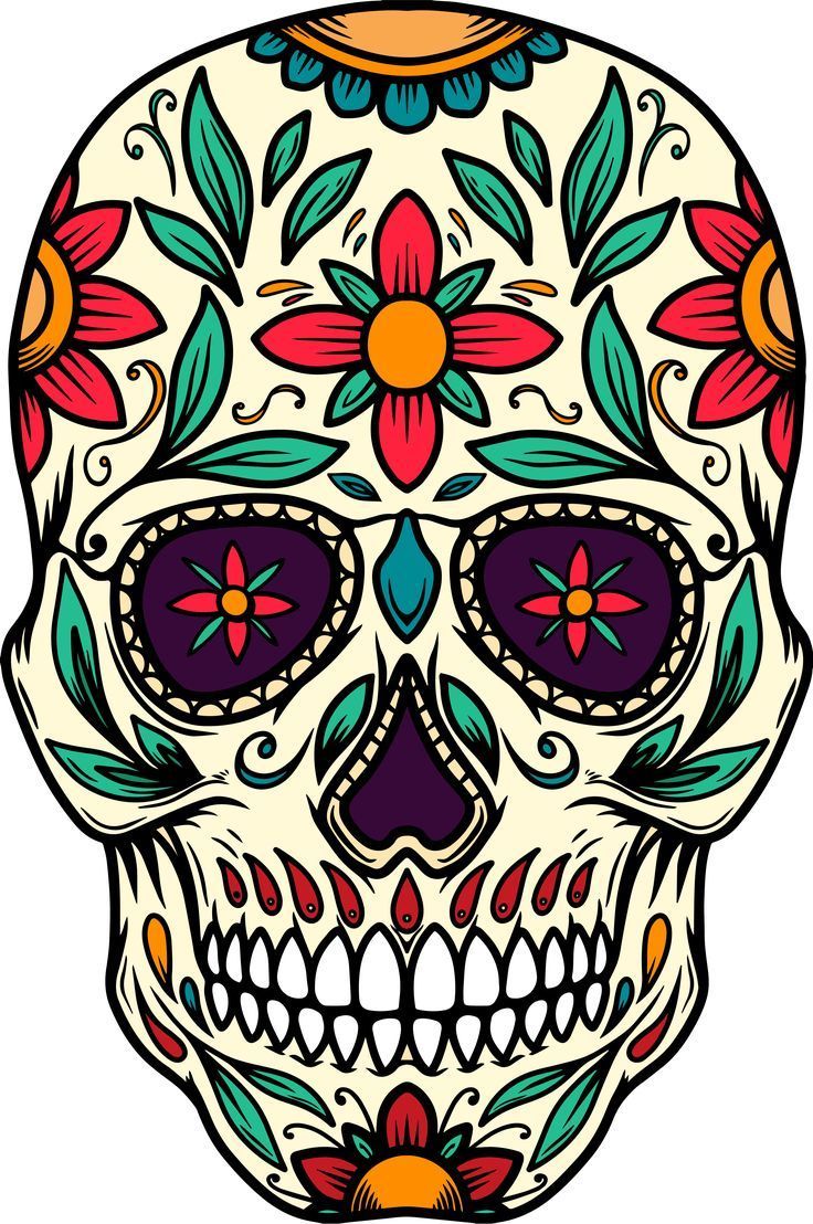 a colorful sugar skull with flowers on it