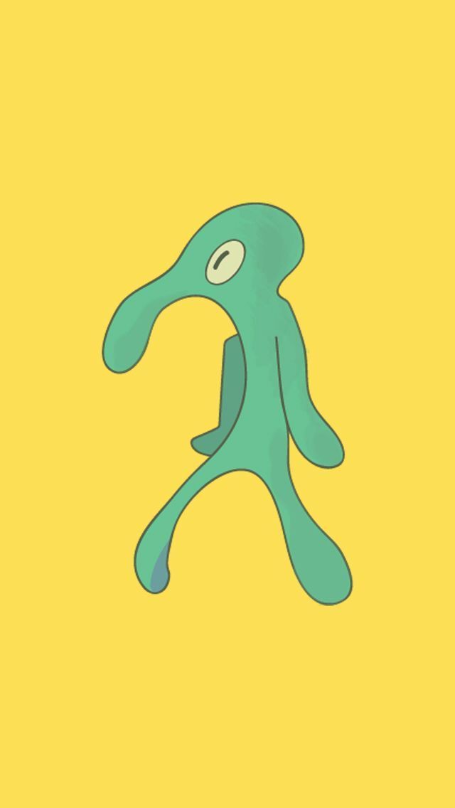 an octopus is standing in front of a yellow background