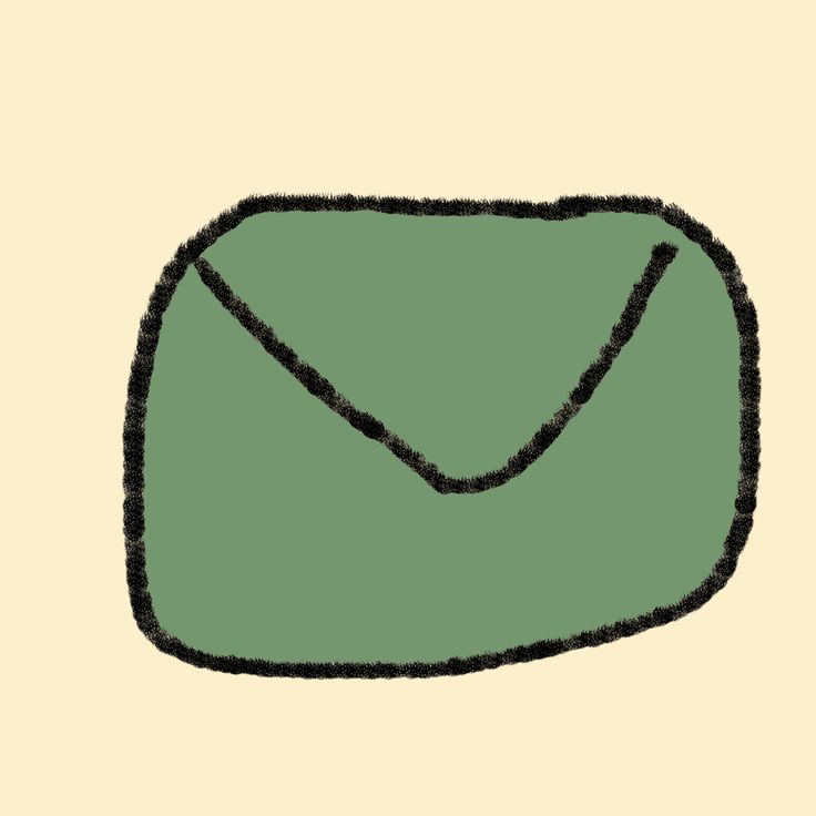 an image of a green envelope drawn with black crochet on it's side