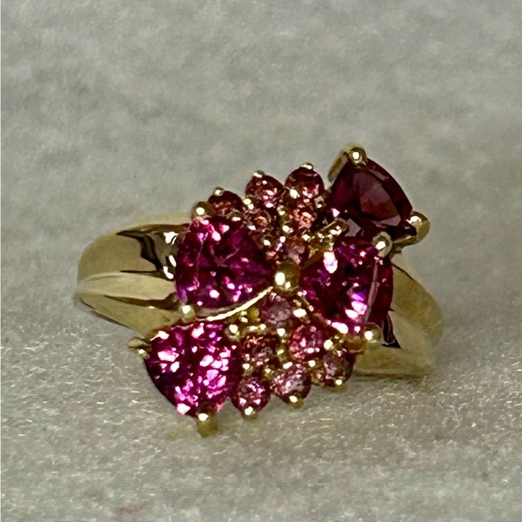 Multi Stones Of Pink Topaz In 10k Gold Ring. Size 7. Never Worn. Elegant Pink Topaz Ring In 14k Gold, Pink Oval Cluster Ring Fine Jewelry, Pink Ruby Ring With Accent Stones For Formal Occasions, Luxury Pink Topaz Ring For Formal Occasions, Formal Pink Ruby Ring With Accent Stones, Fine Jewelry Pink Topaz Ring With Gemstone Accents, Luxury Pink Topaz Gemstone Ring, Pink Topaz Ring With Gemstone Accents, Pink Cluster Ring For Formal Occasions