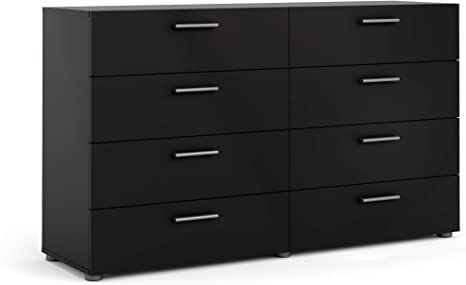 a black dresser with five drawers on each drawer