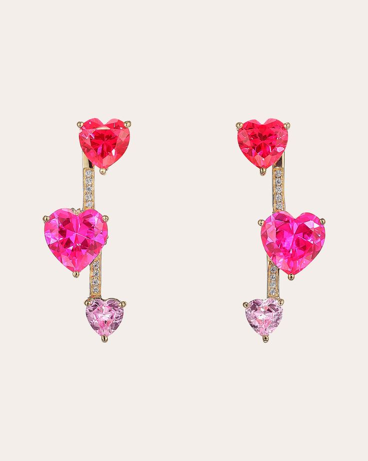 Luxury Heart-shaped Drop Earrings For Valentine's Day, Pink Nautical, Angel Accessories, Convertible Earrings, Pendulum Earrings, Ruby Heart, Fuschia Pink, Star Jewelry, Lovely Earrings