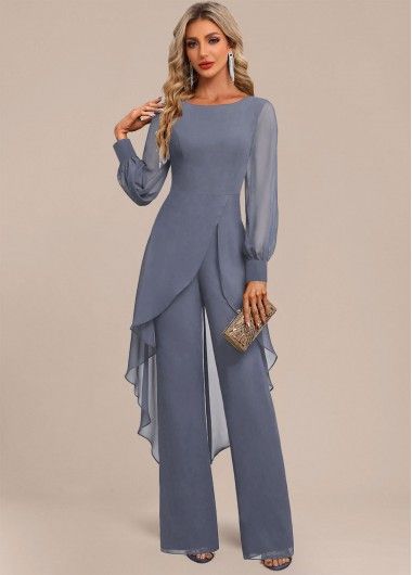 ROTITA Lace Peacock Blue Long V Neck Jumpsuit | Rotita.com - USD $31.98 Bride Pantsuit, Jumpsuit Elegant, Outdoor Pergola, Tankini Set, Jumpsuit With Sleeves, Jumpsuit Fashion, Style Mistakes, Bottom Clothes, Mother Of The Bride Dresses