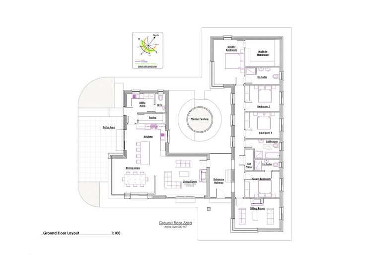 the floor plan for an apartment with three bedroom and two bathrooms, including one living room