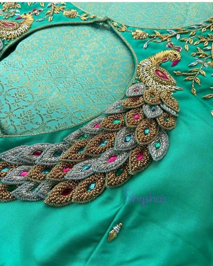 Peacock Blouse Designs, Exclusive Blouse Designs, Magam Work Designs, Peacock Embroidery Designs, Patch Work Blouse Designs, Latest Bridal Blouse Designs, Boat Neck Blouse Design, Birds Embroidery Designs, Traditional Blouse Designs